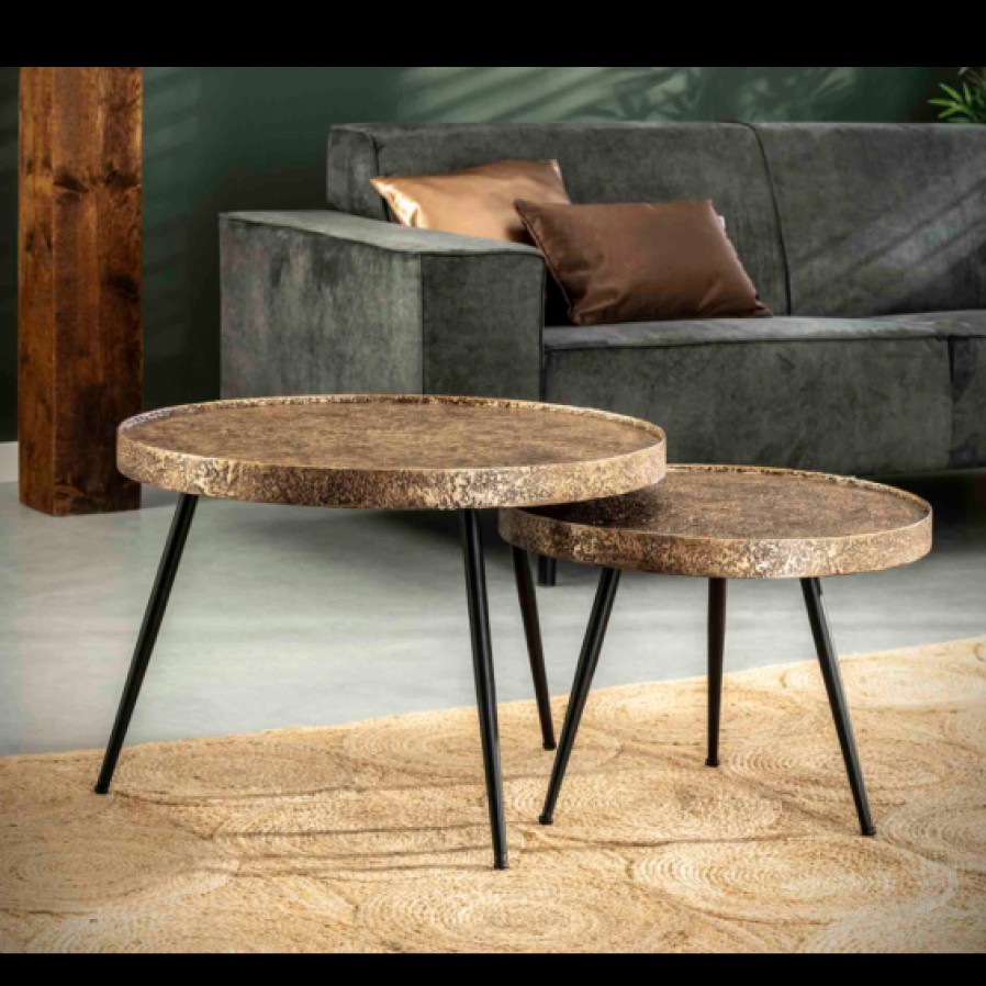 Belga Meubelen Salontafel Zan Set/2 Rond Metallic Online